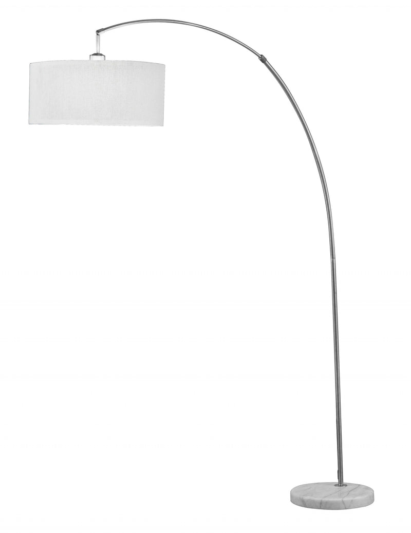 Home Outfitters Brushed Nickel And Marble Base Arching Floor Lamp