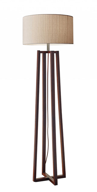 Home Outfitters 60" Solid Wood Novelty Floor Lamp With Beige Drum Shade