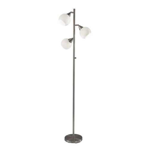 Home Outfitters Floor Lamp Brushed Steel Metal Three Adjustable Globes