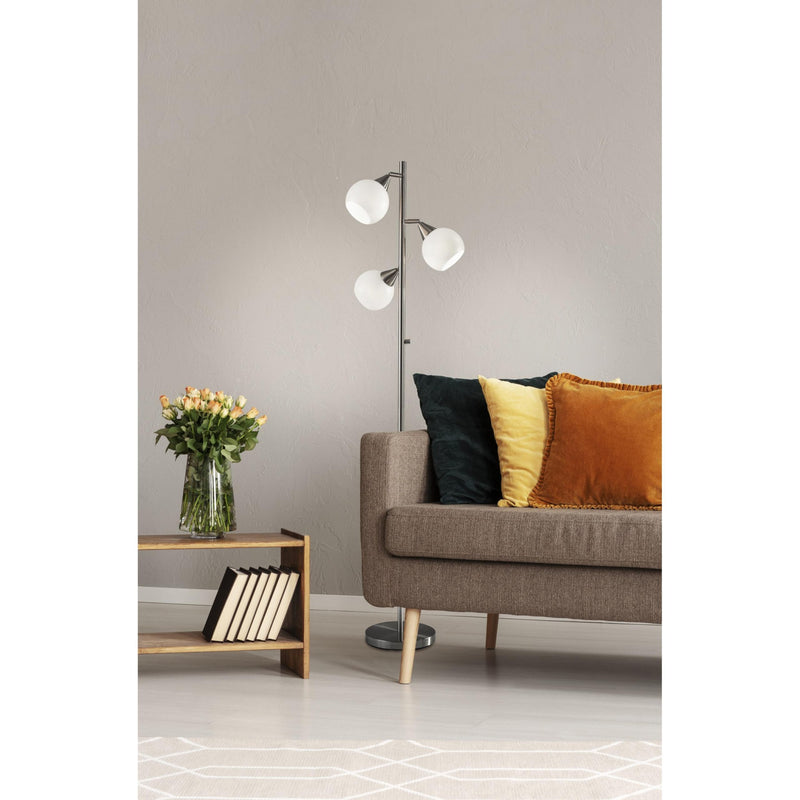 Home Outfitters Floor Lamp Brushed Steel Metal Three Adjustable Globes