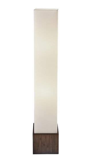 Home Outfitters 50" Brown Rattan Two Light Column Floor Lamp With White Rectangular Shade