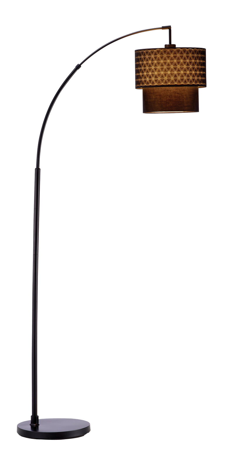 Home Outfitters 71" Black Arched Floor Lamp With Brown Drum Shade