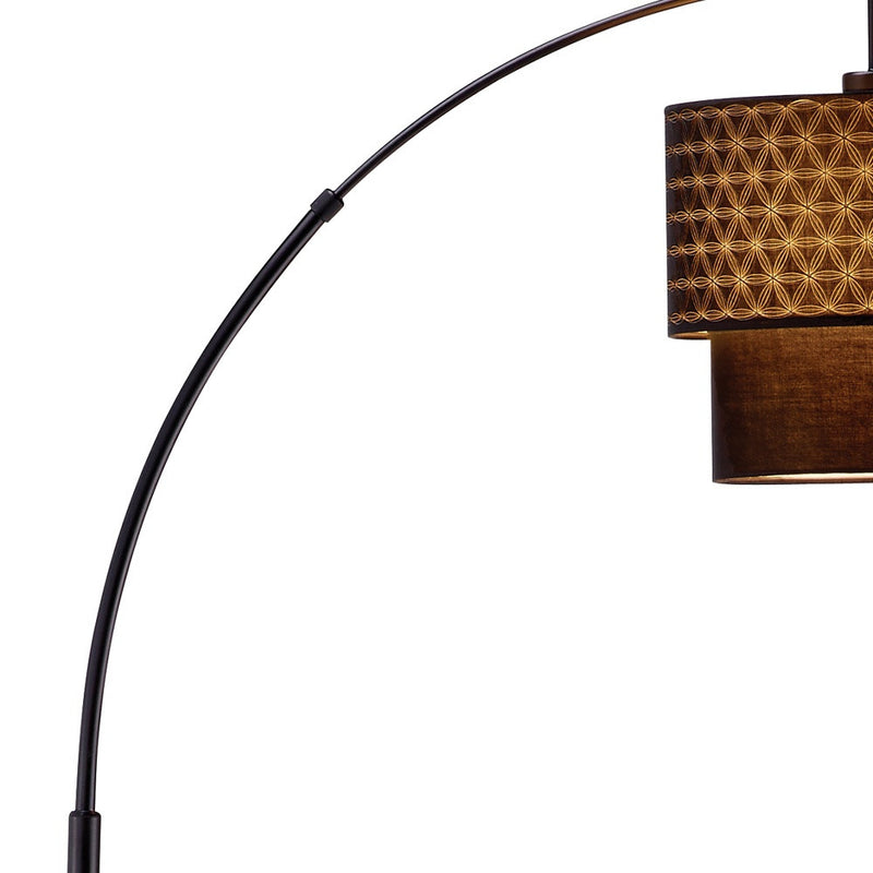 Home Outfitters 71" Black Arched Floor Lamp With Brown Drum Shade