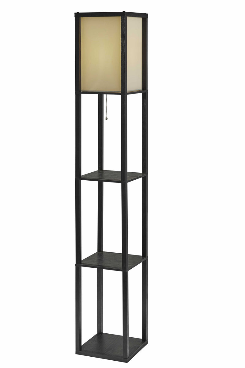Home Outfitters Floor Lamp With Black Wood Finish Storage Shelves