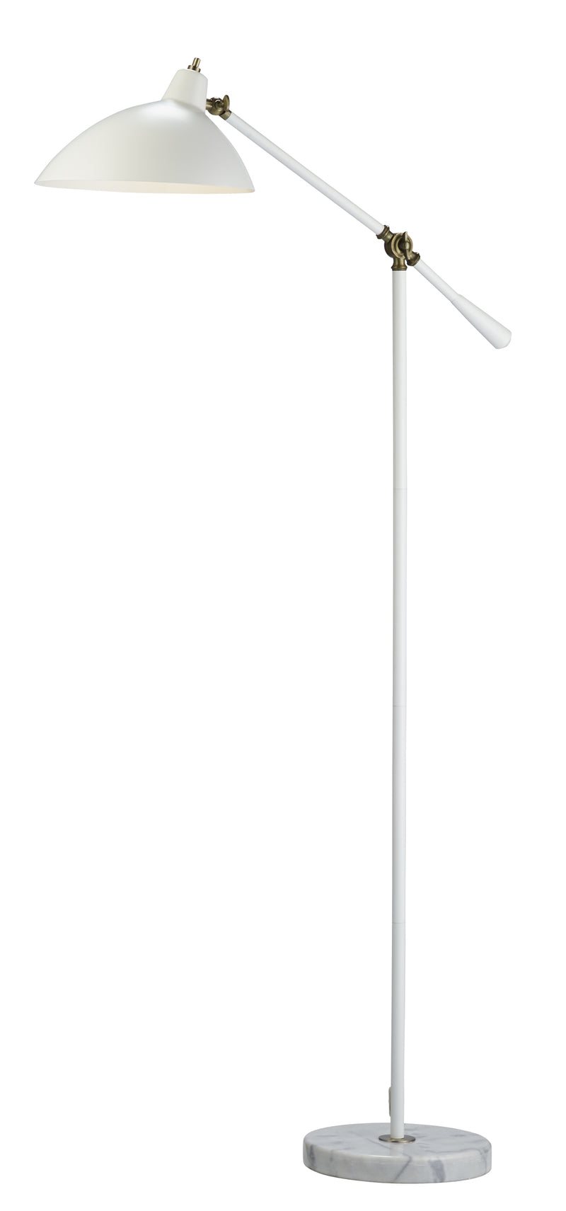 Home Outfitters 60" White Task Floor Lamp With White Bowl Shade