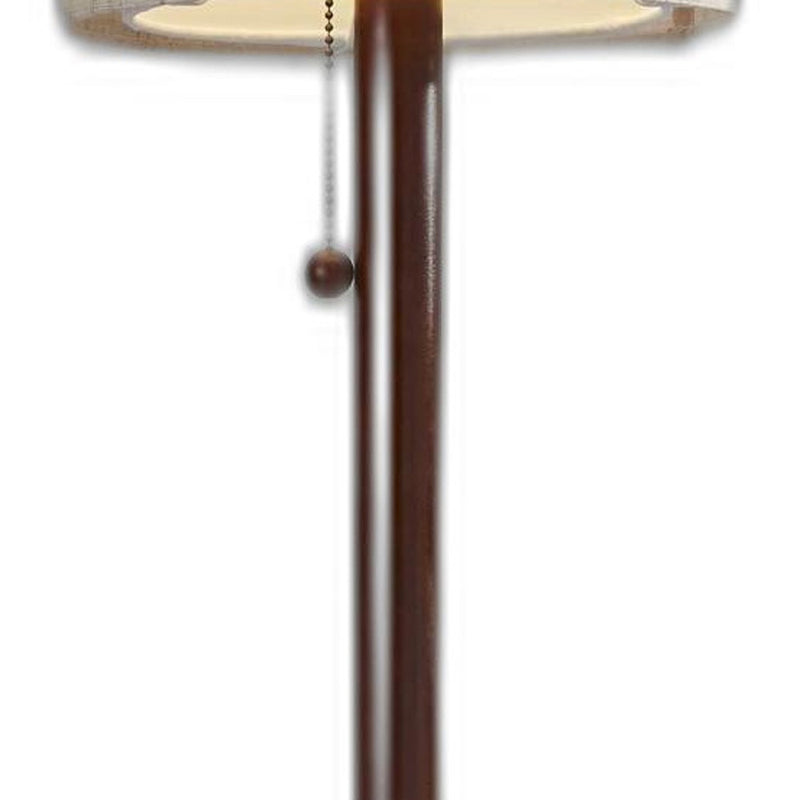 Home Outfitters 65" Solid Wood Traditional Shaped Floor Lamp With Beige Drum Shade