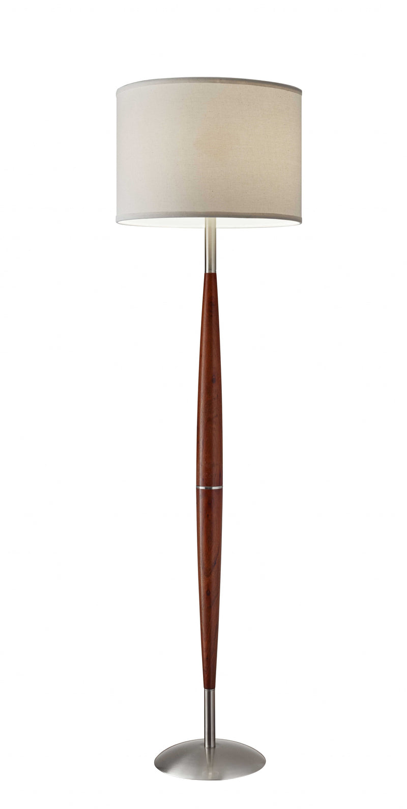Home Outfitters 61" Solid Wood Traditional Shaped Floor Lamp With White Drum Shade