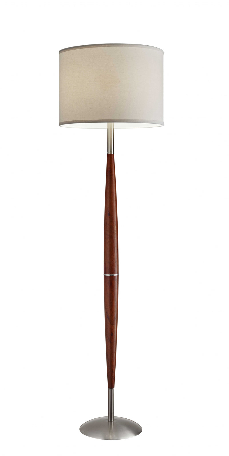 Home Outfitters 61" Solid Wood Traditional Shaped Floor Lamp With White Drum Shade