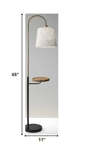 Home Outfitters 65" Brass Tray Table Floor Lamp With White Solid Color Empire Shade