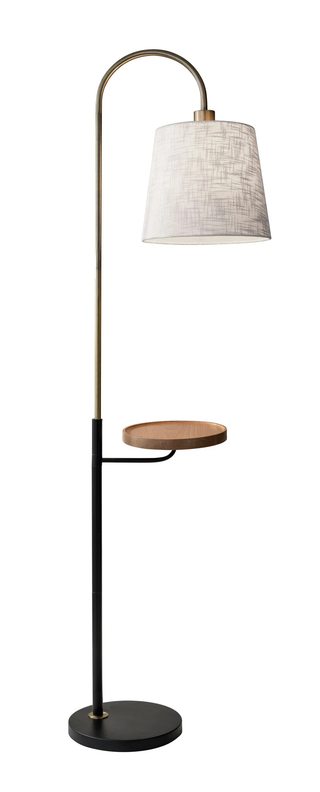 Home Outfitters 65" Brass Tray Table Floor Lamp With White Solid Color Empire Shade