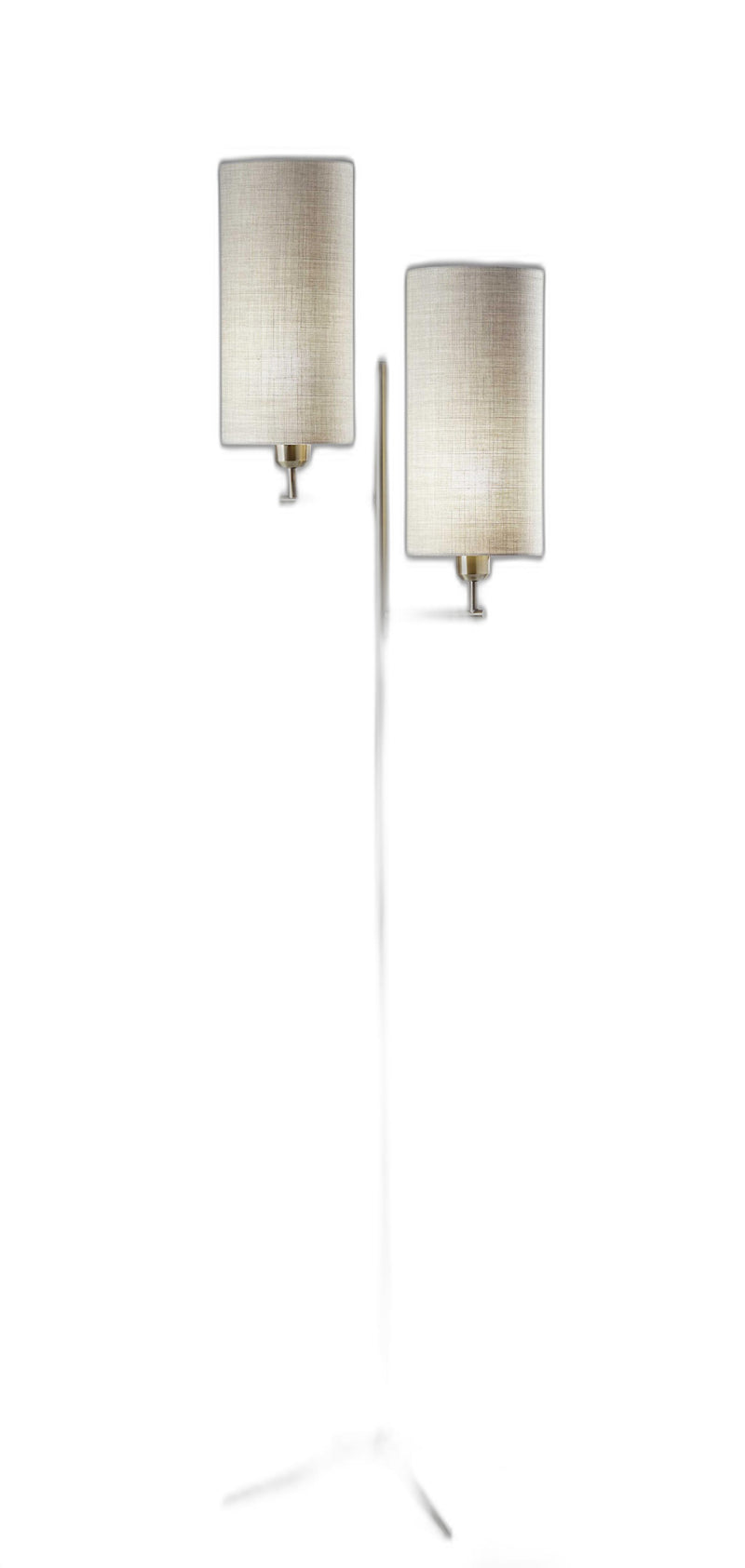 Home Outfitters 70" Brass Two Light Novelty Floor Lamp With White Drum Shade
