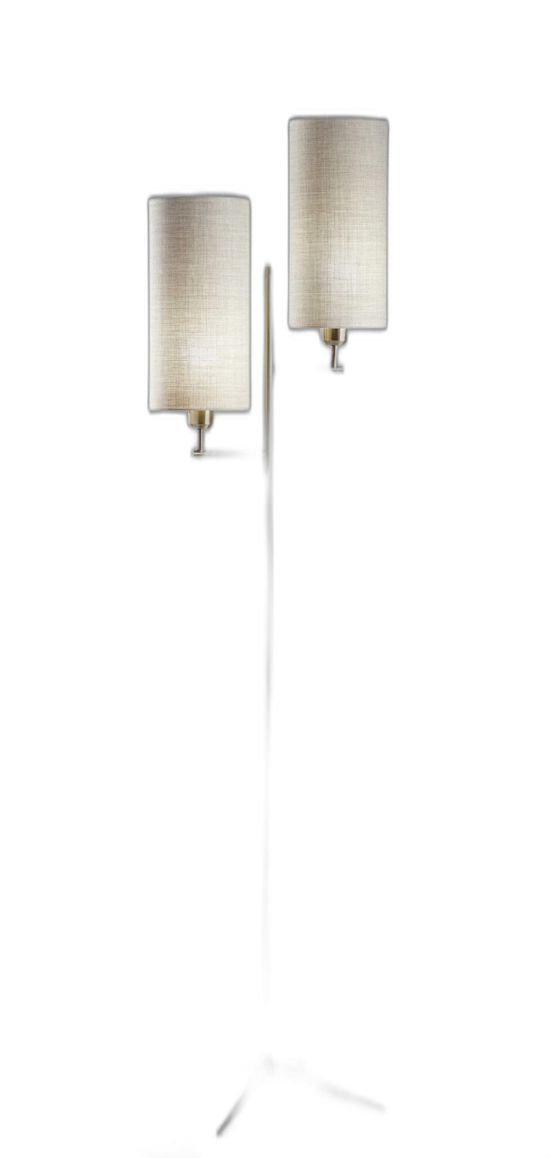 Home Outfitters 70" Brass Two Light Novelty Floor Lamp With White Drum Shade