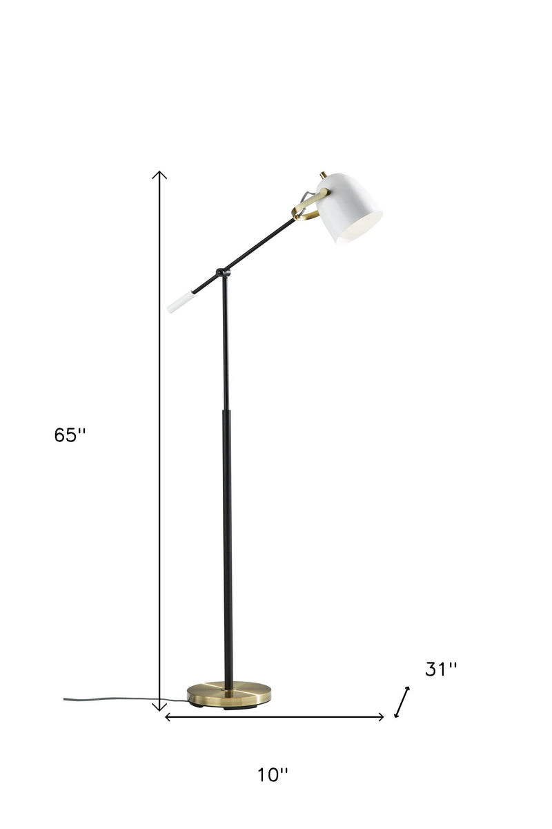 Home Outfitters 65" Gold Task Floor Lamp With White Bowl Shade