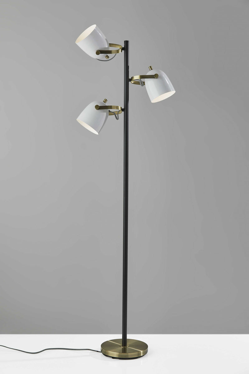 Home Outfitters 65" Bronze Three Light Tree Floor Lamp With White Solid Color Bell Shade