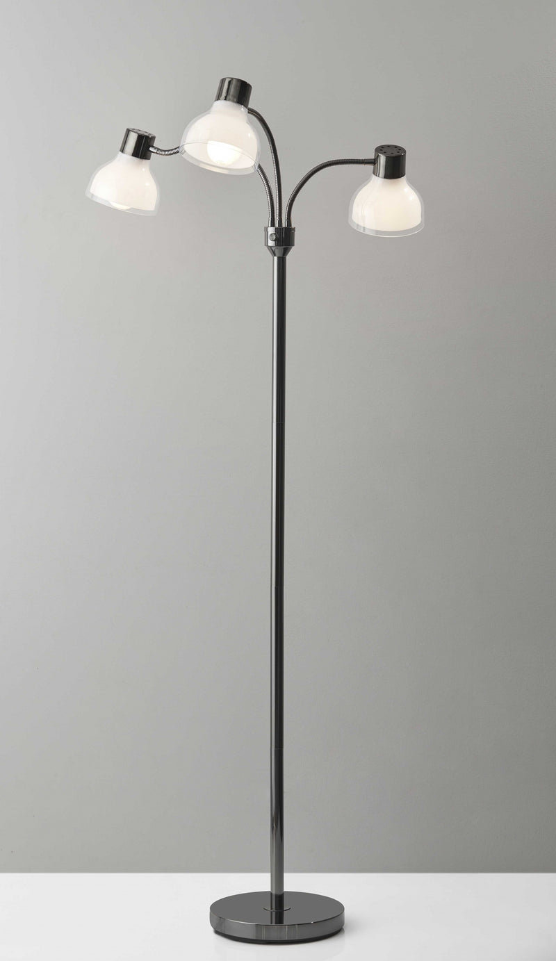 Home Outfitters 69" Black Three Light Tree Floor Lamp With White Bowl Shade