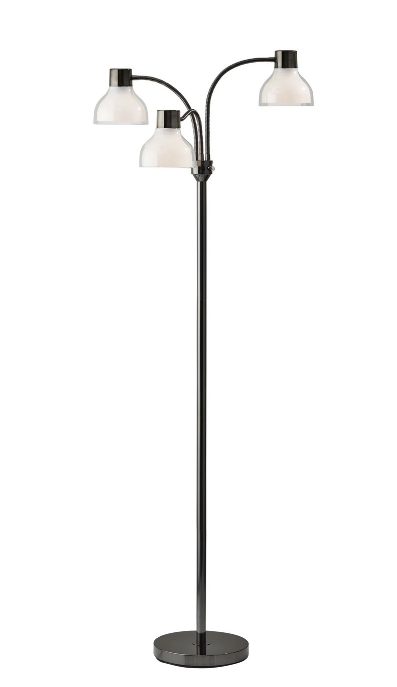 Home Outfitters 69" Black Three Light Tree Floor Lamp With White Bowl Shade