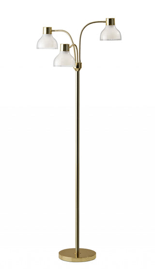 Home Outfitters 69" Gold Three Light Tree Floor Lamp With Clear Bowl Shade