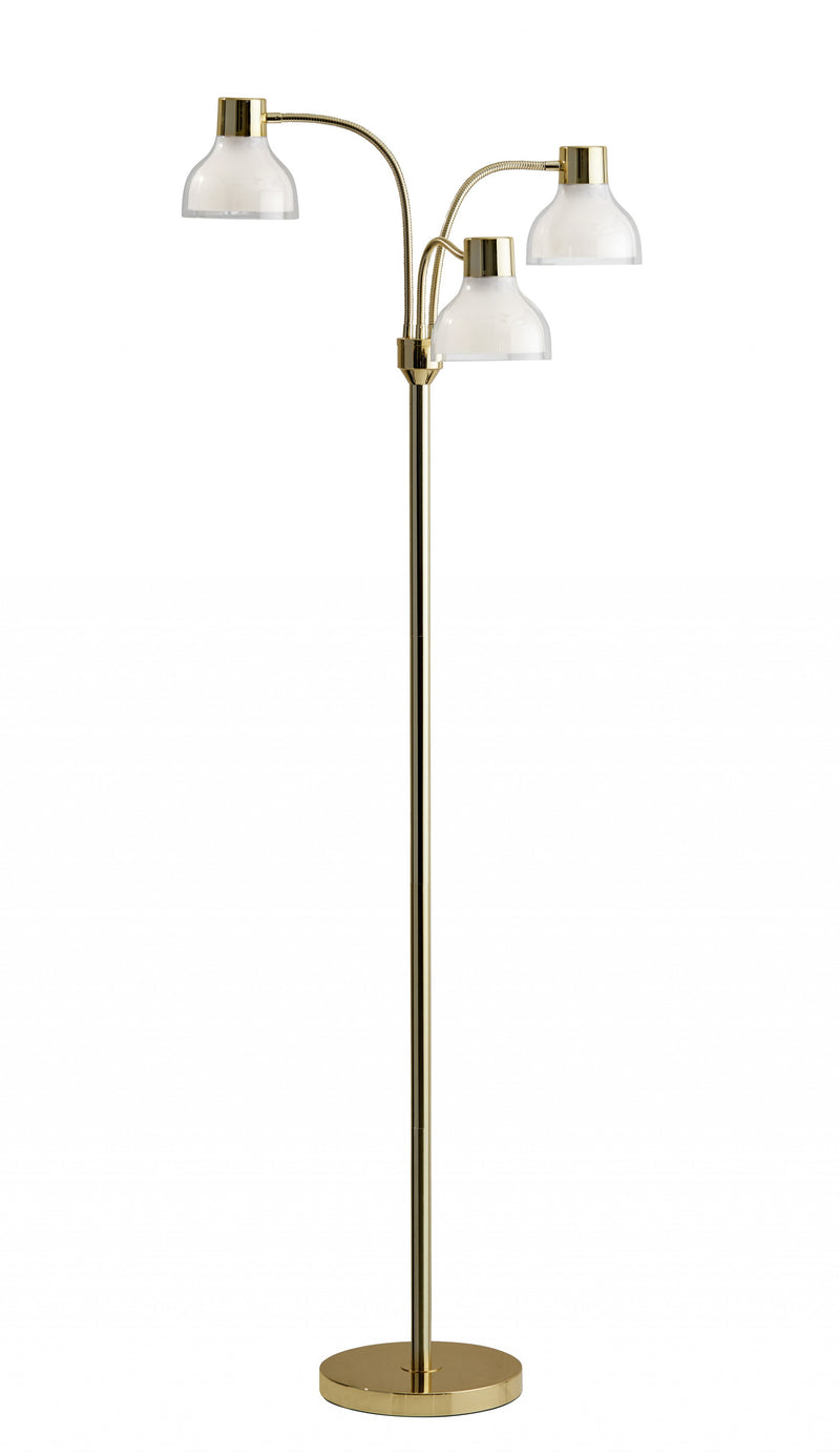 Home Outfitters 69" Gold Three Light Tree Floor Lamp With Clear Bowl Shade