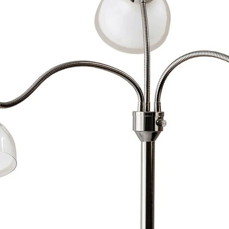 Home Outfitters 69" Nickel Three Light Tree Floor Lamp with White Bowl Shade