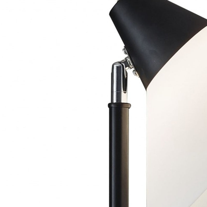 Home Outfitters Elemental Black Metal Torchiere With White Cone Shade