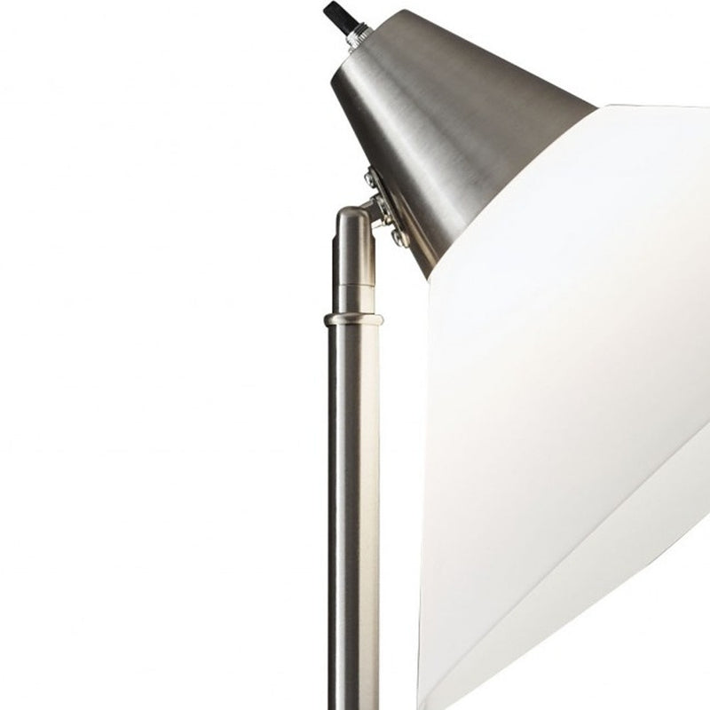 Home Outfitters Elemental Brushed Steel Metal Torchiere With White Cone Shade