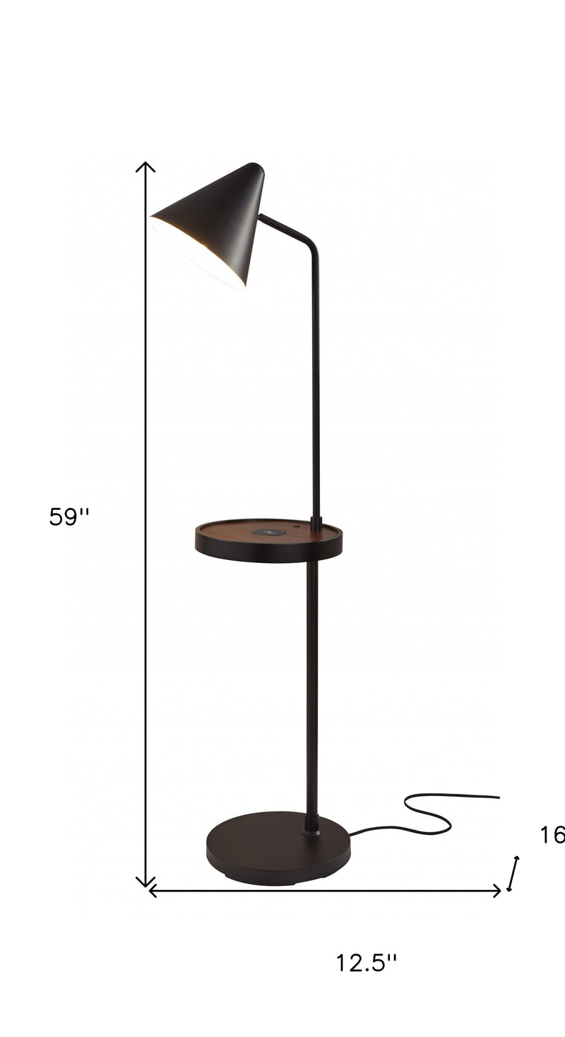 Home Outfitters 59" Tray Table Floor Lamp With Black Cone Shade