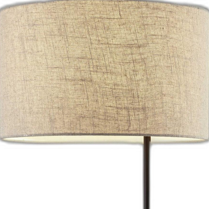 Home Outfitters 64" Black Tray Table Floor Lamp With Beige Drum Shade