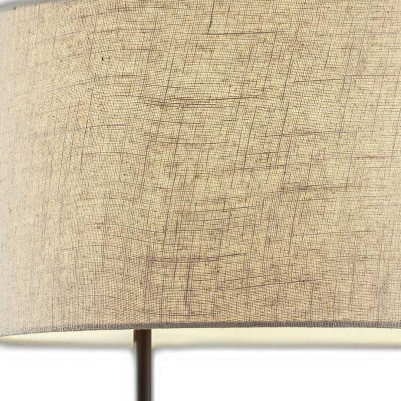 Home Outfitters 64" Black Tray Table Floor Lamp With Beige Drum Shade