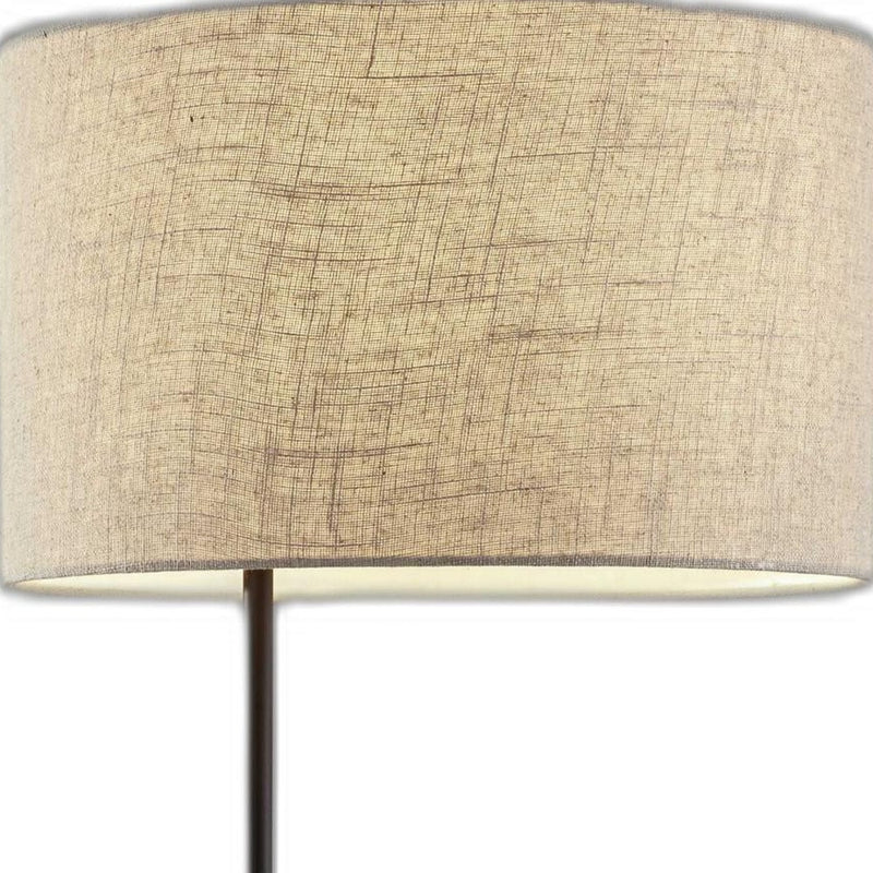 Home Outfitters 64" Black Tray Table Floor Lamp With Beige Drum Shade