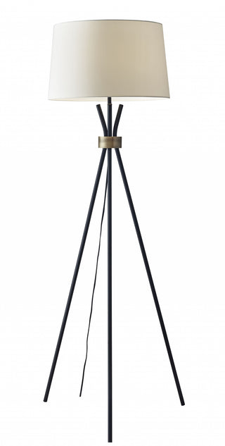 Home Outfitters 60" Black Tripod Floor Lamp With White Empire Shade