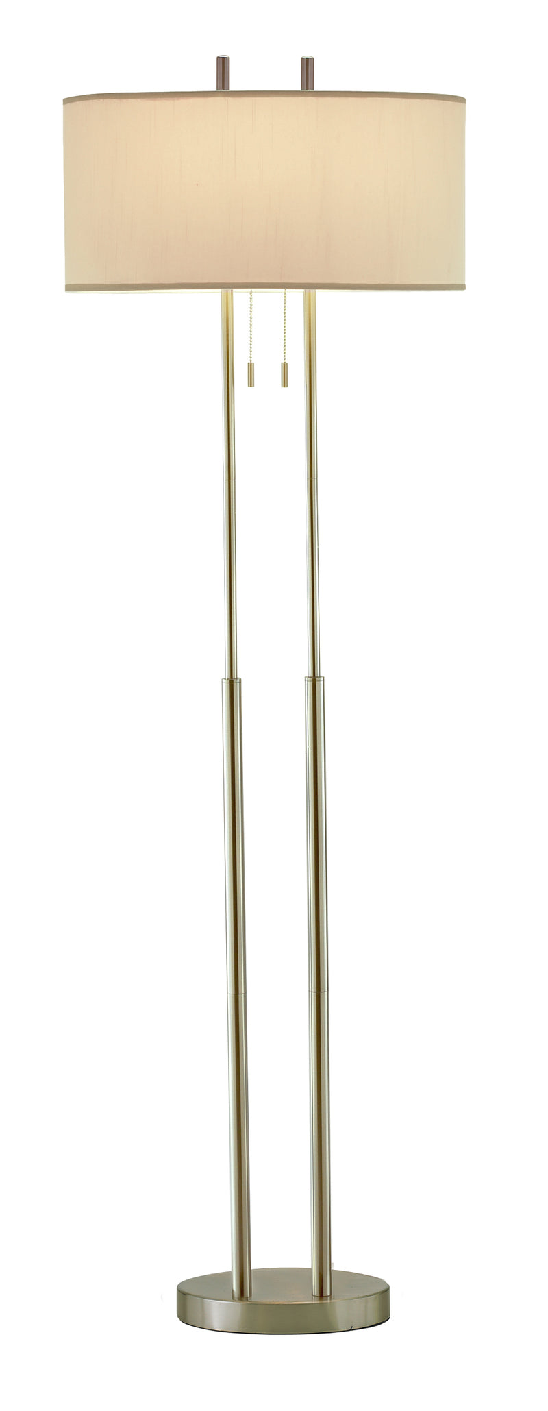 Home Outfitters Dual Pole Floor Lamp In Brushed Steel Metal