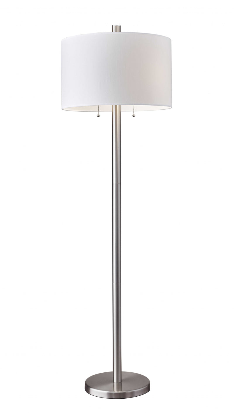 Home Outfitters 61" Two Light Traditional Shaped Floor Lamp With White Drum Shade