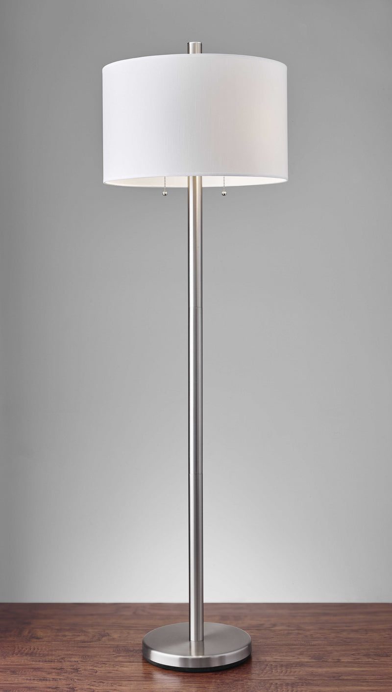 Home Outfitters 61" Two Light Traditional Shaped Floor Lamp With White Drum Shade