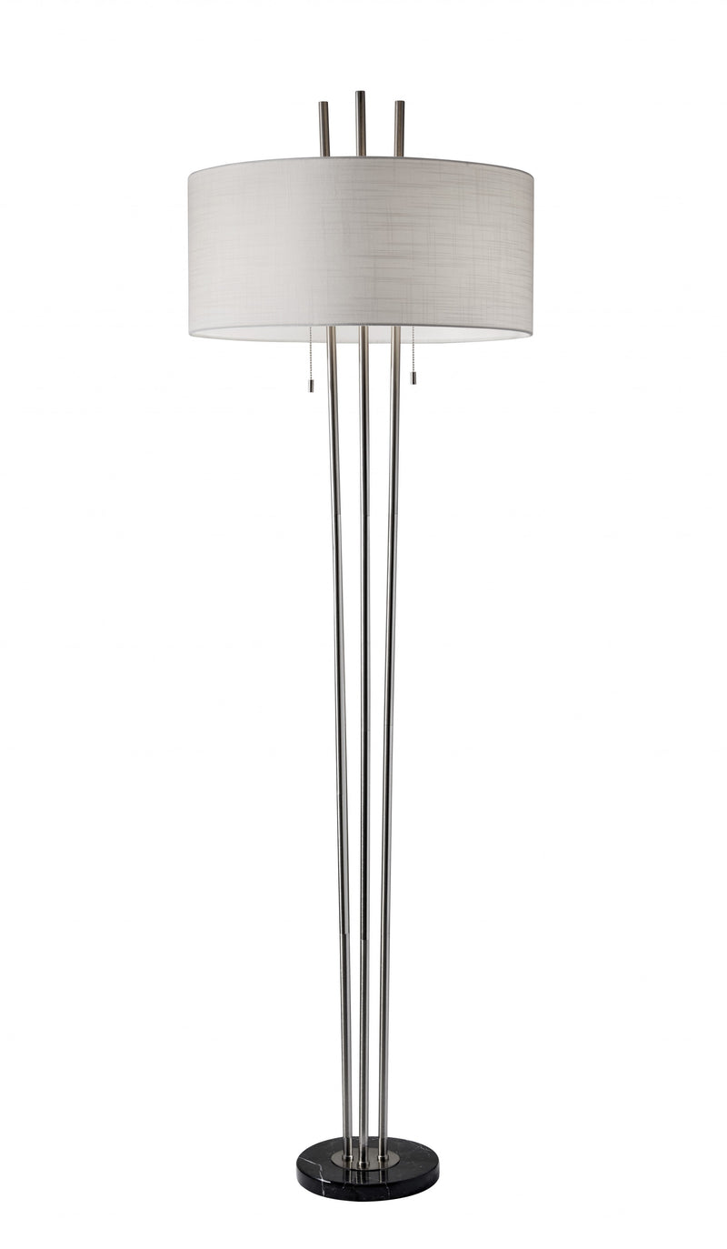Home Outfitters 71" Two Light Traditional Shaped Floor Lamp With White Drum Shade