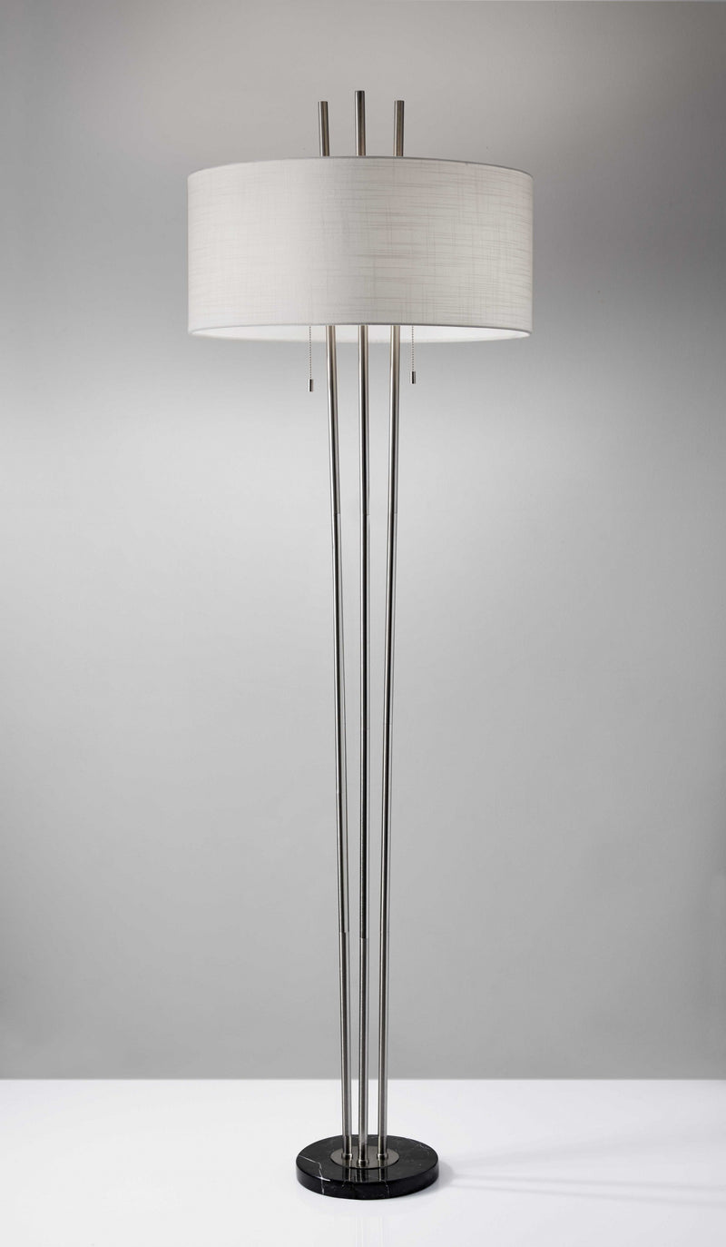 Home Outfitters 71" Two Light Traditional Shaped Floor Lamp With White Drum Shade