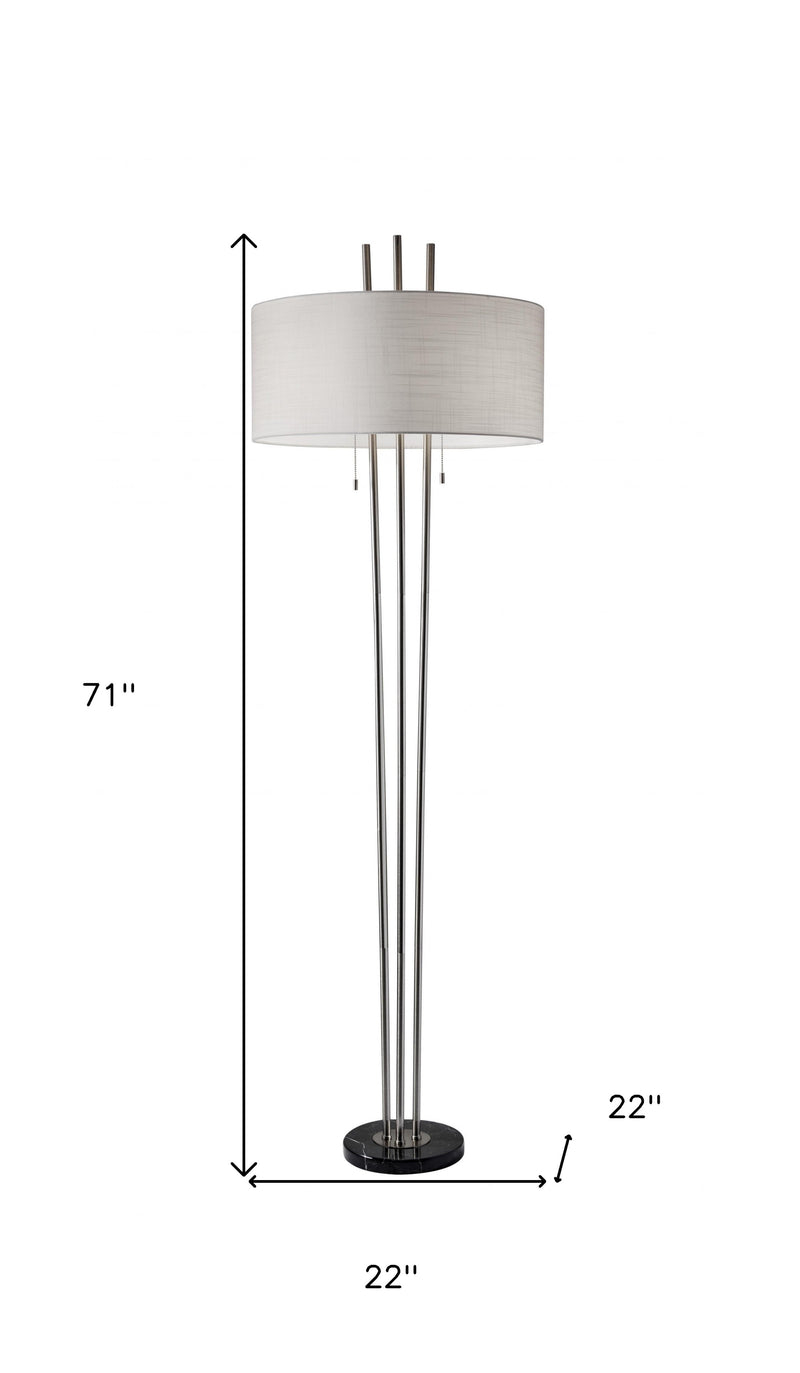Home Outfitters 71" Two Light Traditional Shaped Floor Lamp With White Drum Shade