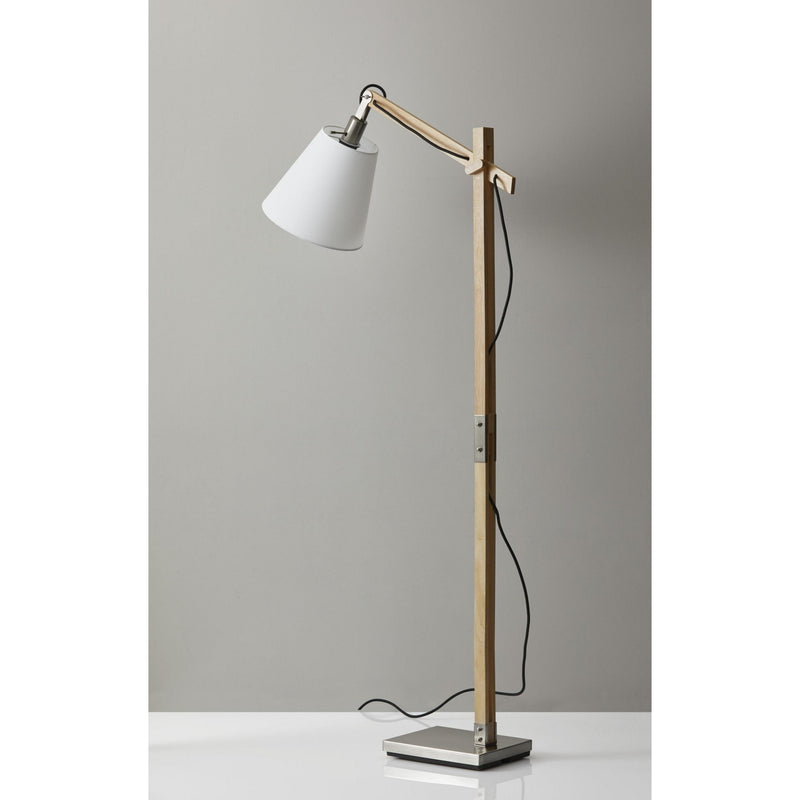 Home Outfitters Natural Wood Floor Lamp With Adjustable Hinged Arm
