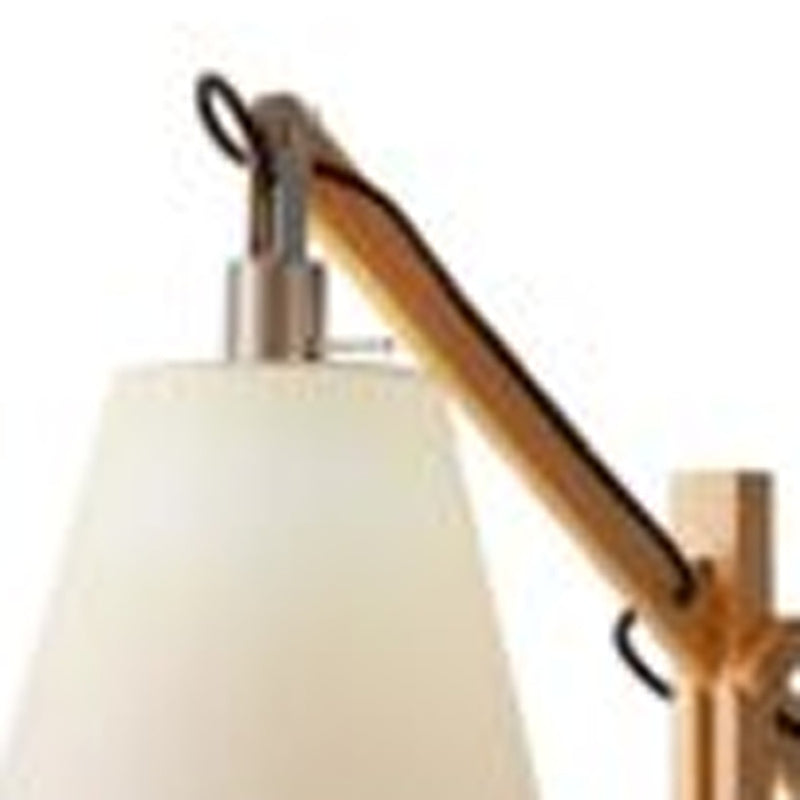 Home Outfitters Natural Wood Floor Lamp With Adjustable Hinged Arm