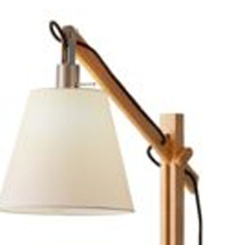 Home Outfitters Natural Wood Floor Lamp With Adjustable Hinged Arm
