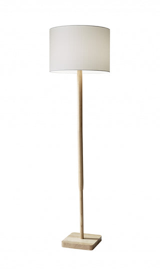 Home Outfitters 59" Solid Wood Traditional Shaped Floor Lamp With White Drum Shade
