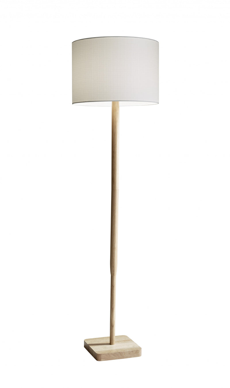 Home Outfitters 59" Solid Wood Traditional Shaped Floor Lamp With White Drum Shade