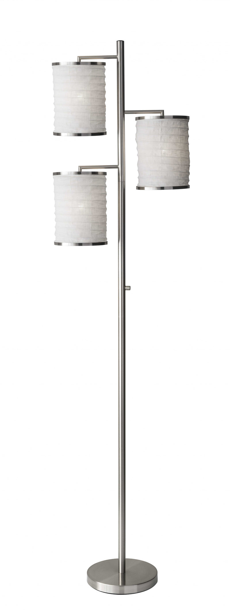 Home Outfitters 74" Steel Three Light Tree Floor Lamp With Off White Solid Color Drum Shade
