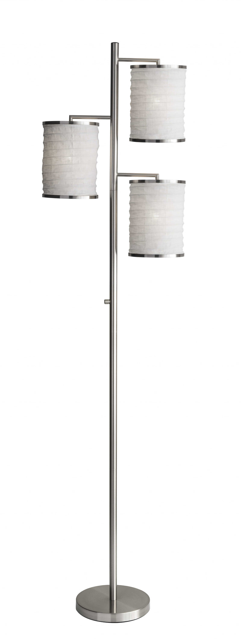 Home Outfitters 74" Steel Three Light Tree Floor Lamp With Off White Solid Color Drum Shade