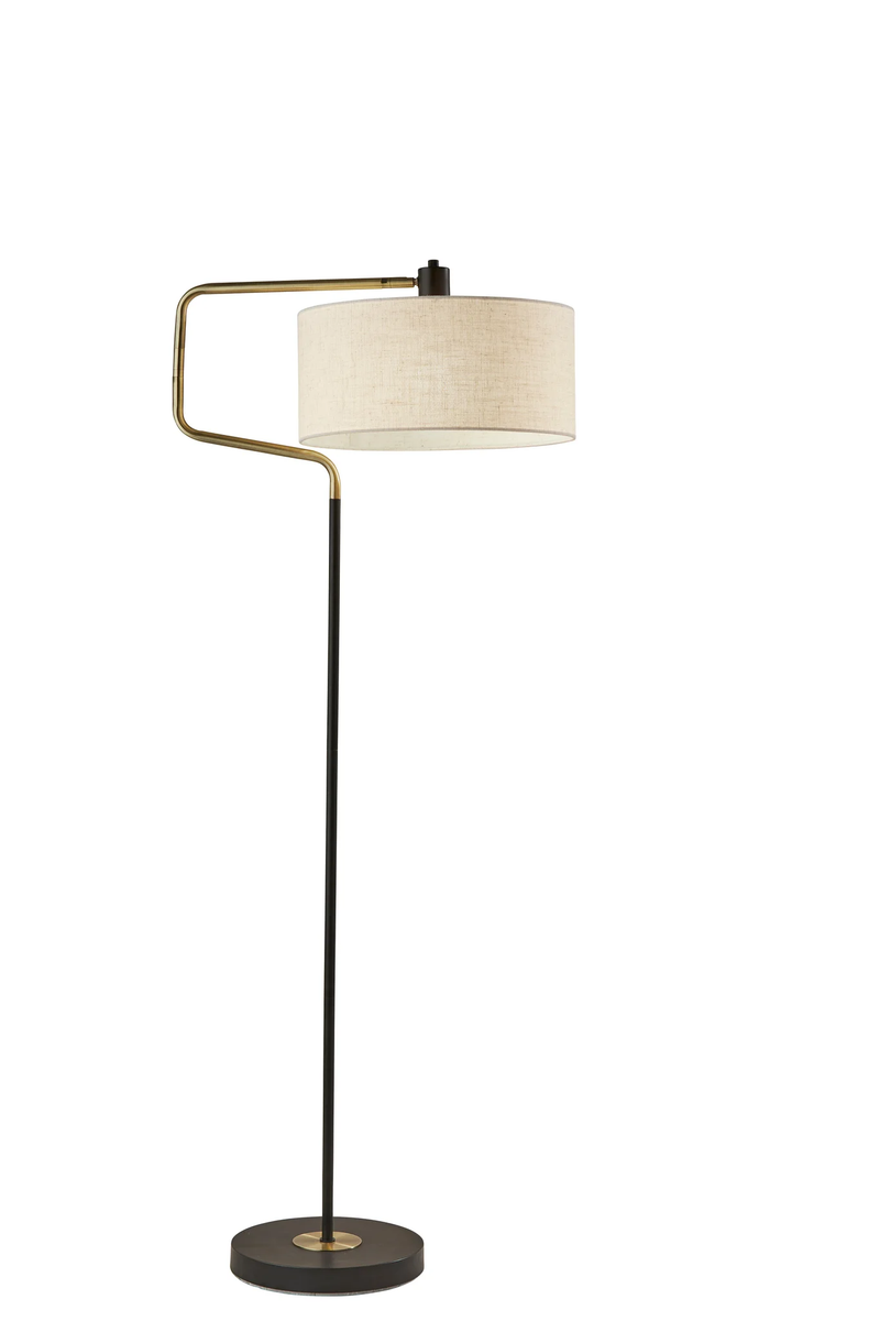 Home Outfitters 57" Black Swing Arm Floor Lamp With White Drum Shade