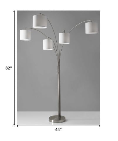 Home Outfitters 82" Steel Five Light Tree Floor Lamp With White Solid Color Drum Shade