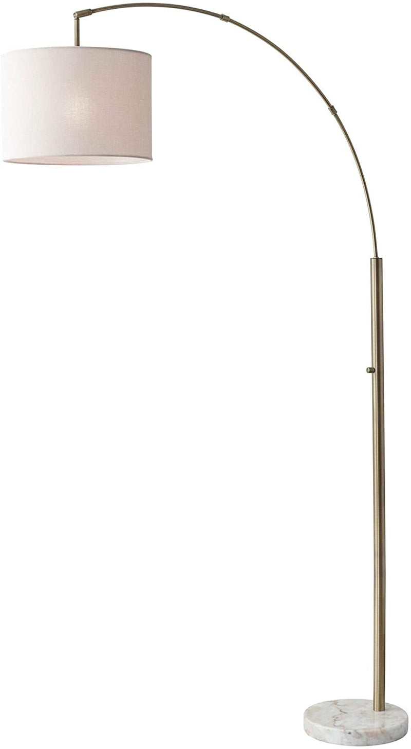 Home Outfitters 74" Brass Arc Floor Lamp With Off White Solid Color Drum Shade