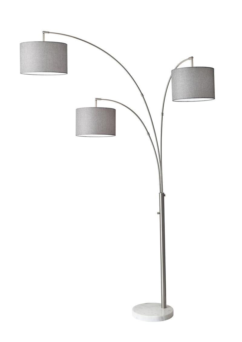 Home Outfitters 74" White Three Light Adjustable Led Tree Floor Lamp With Gray Drum Shade