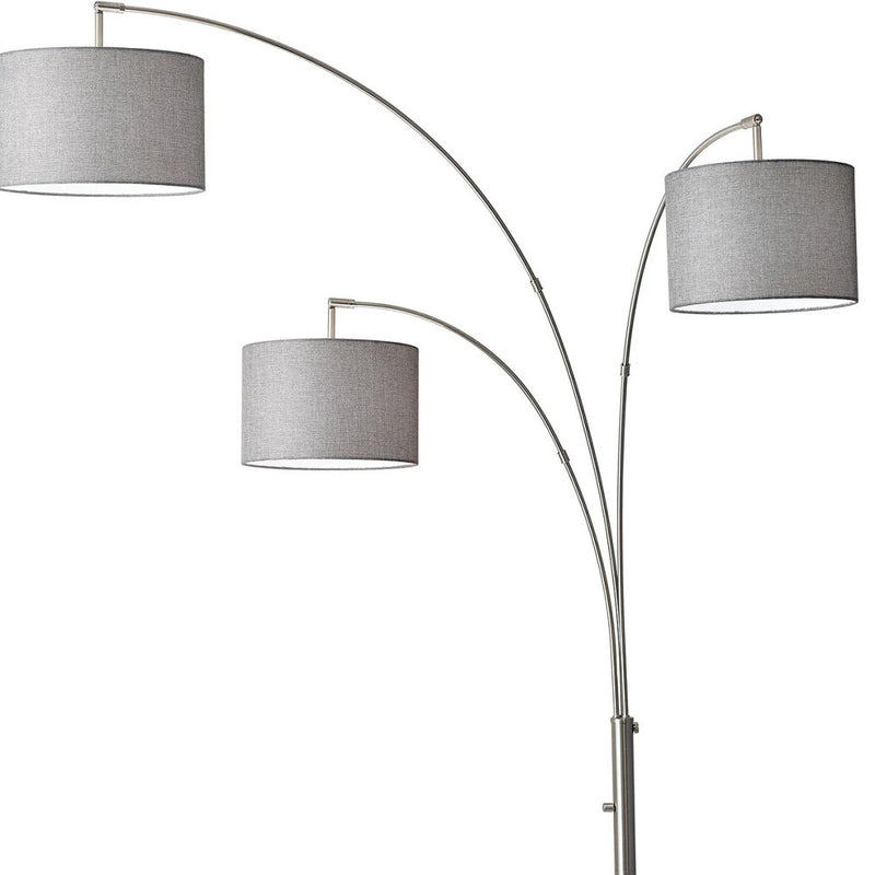 Home Outfitters 74" White Three Light Adjustable Led Tree Floor Lamp With Gray Drum Shade