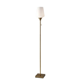 Home Outfitters Brass Metal Floor Lamp With White Opal Wine Glass Shade