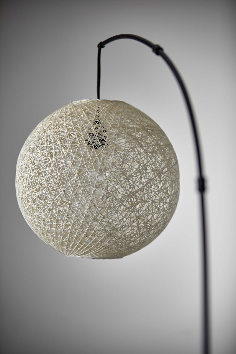 Home Outfitters Floor Lamp With Bronze Metal Arc And Groovy Rattan String Ball Shade